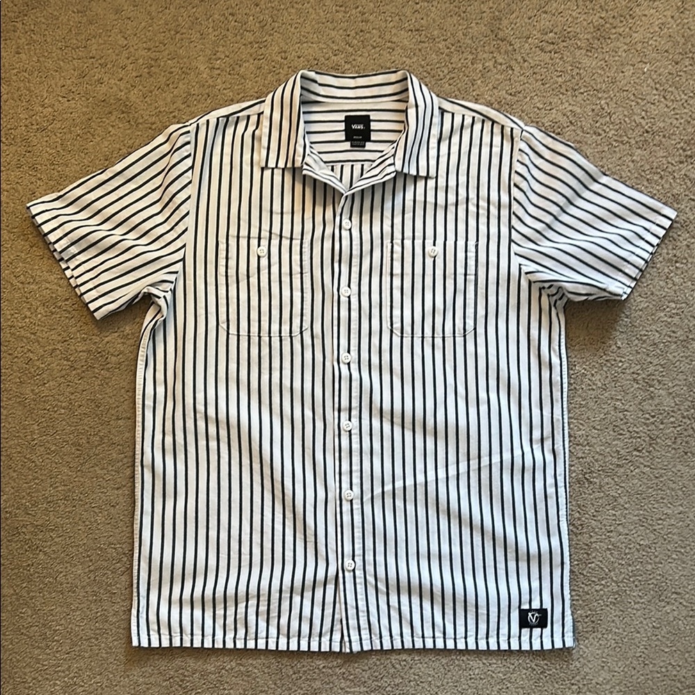 Vans White and Gray Button Down Shirt